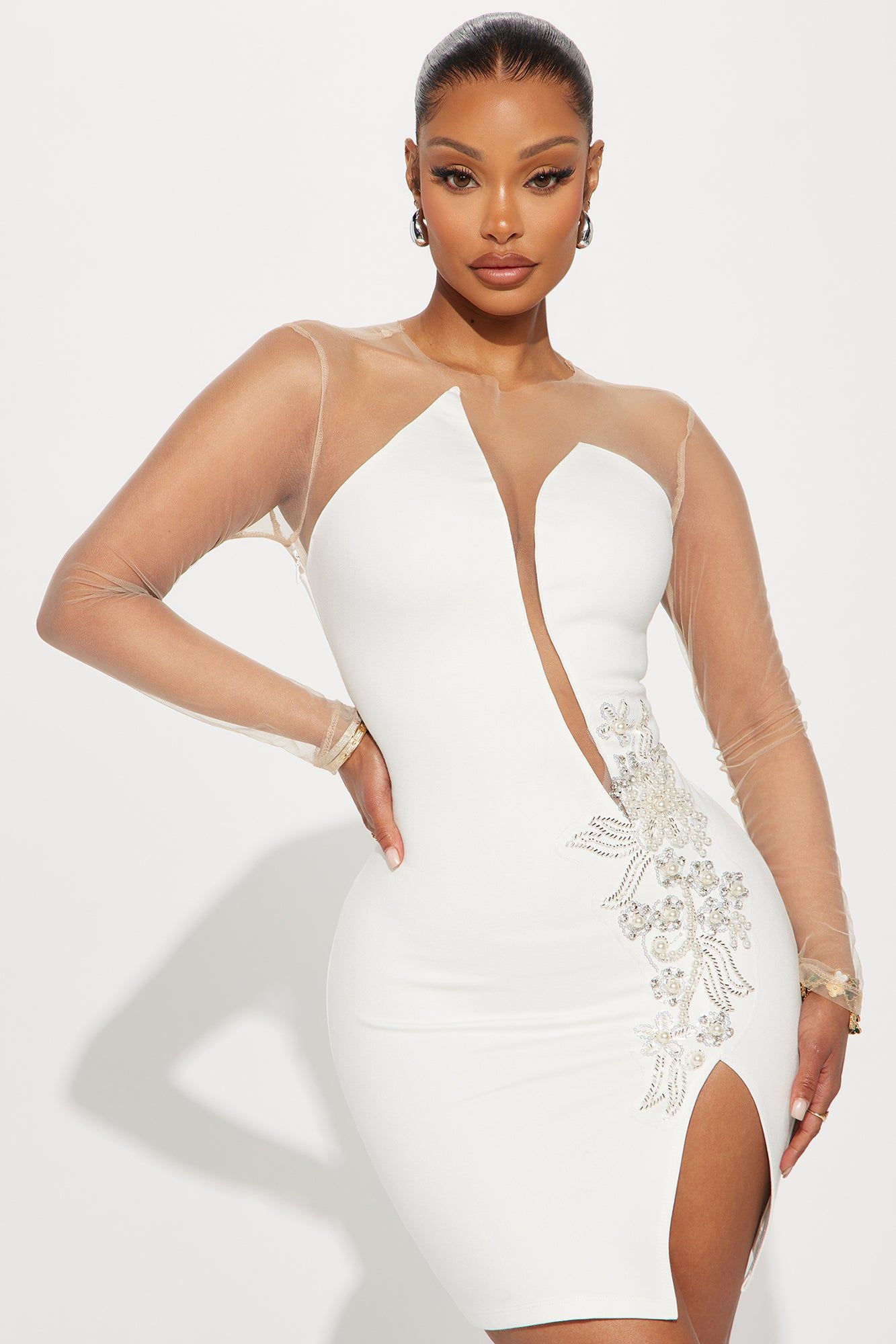 Ayla Embellished Mini Dress - White sold by Fashion Nova product image thumbnail 2