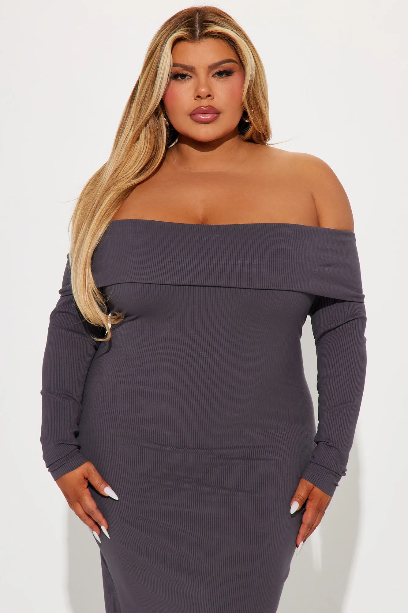 Lilah Ribbed Midi Dress - Grey sold by Fashion Nova product image thumbnail 5