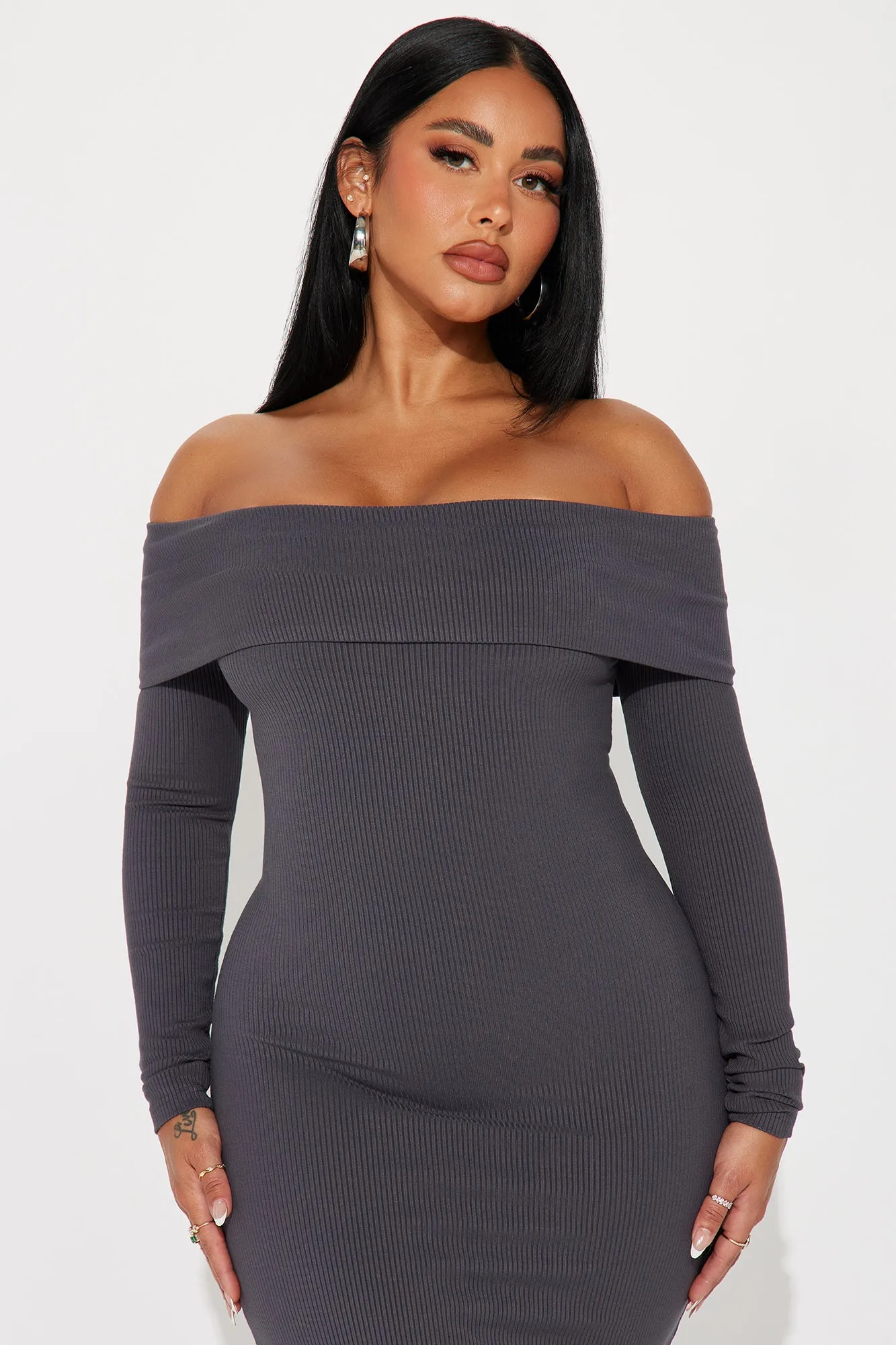Lilah Ribbed Midi Dress - Grey sold by Fashion Nova product image thumbnail 2