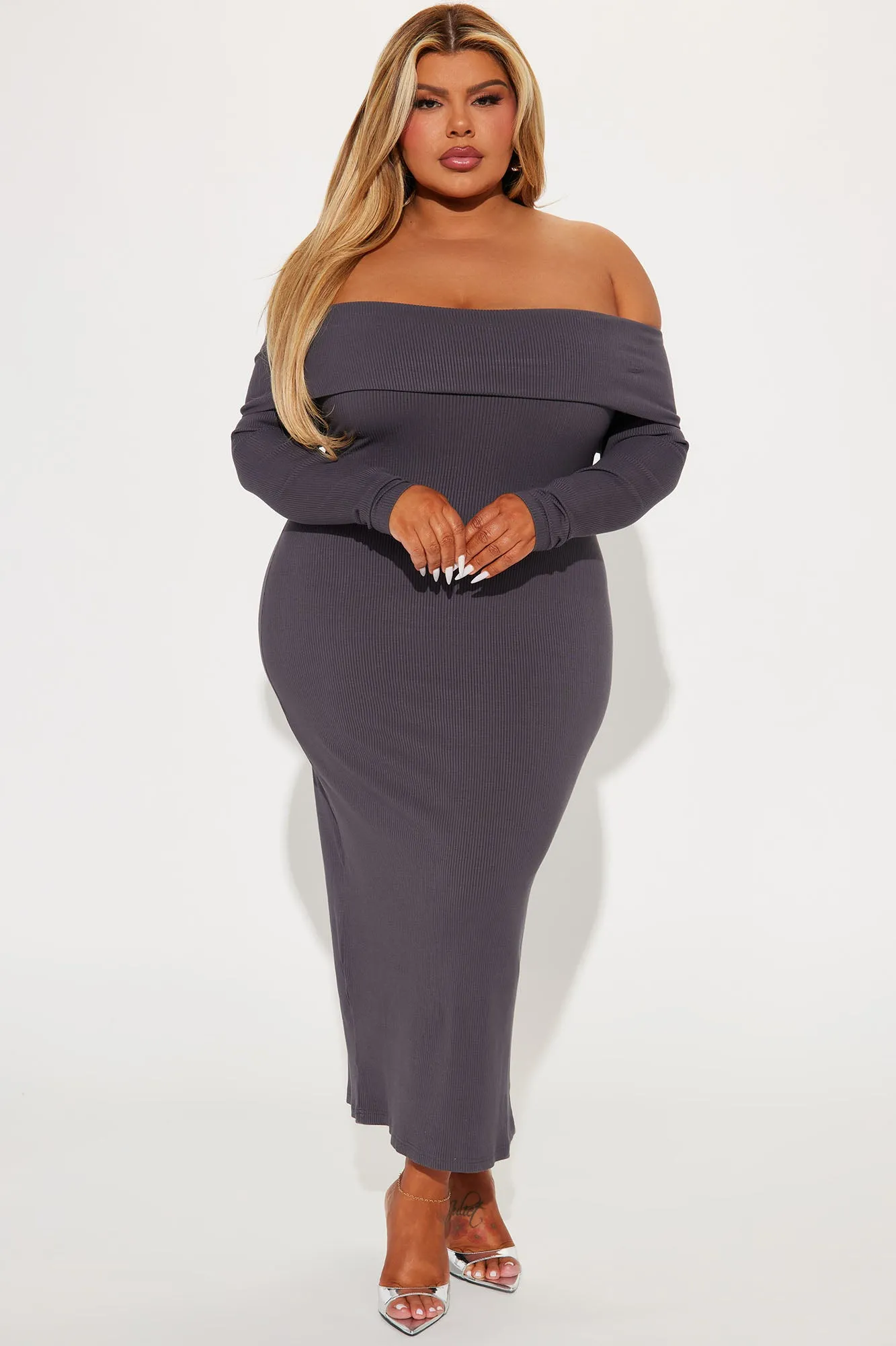 Lilah Ribbed Midi Dress - Grey sold by Fashion Nova product image thumbnail 4