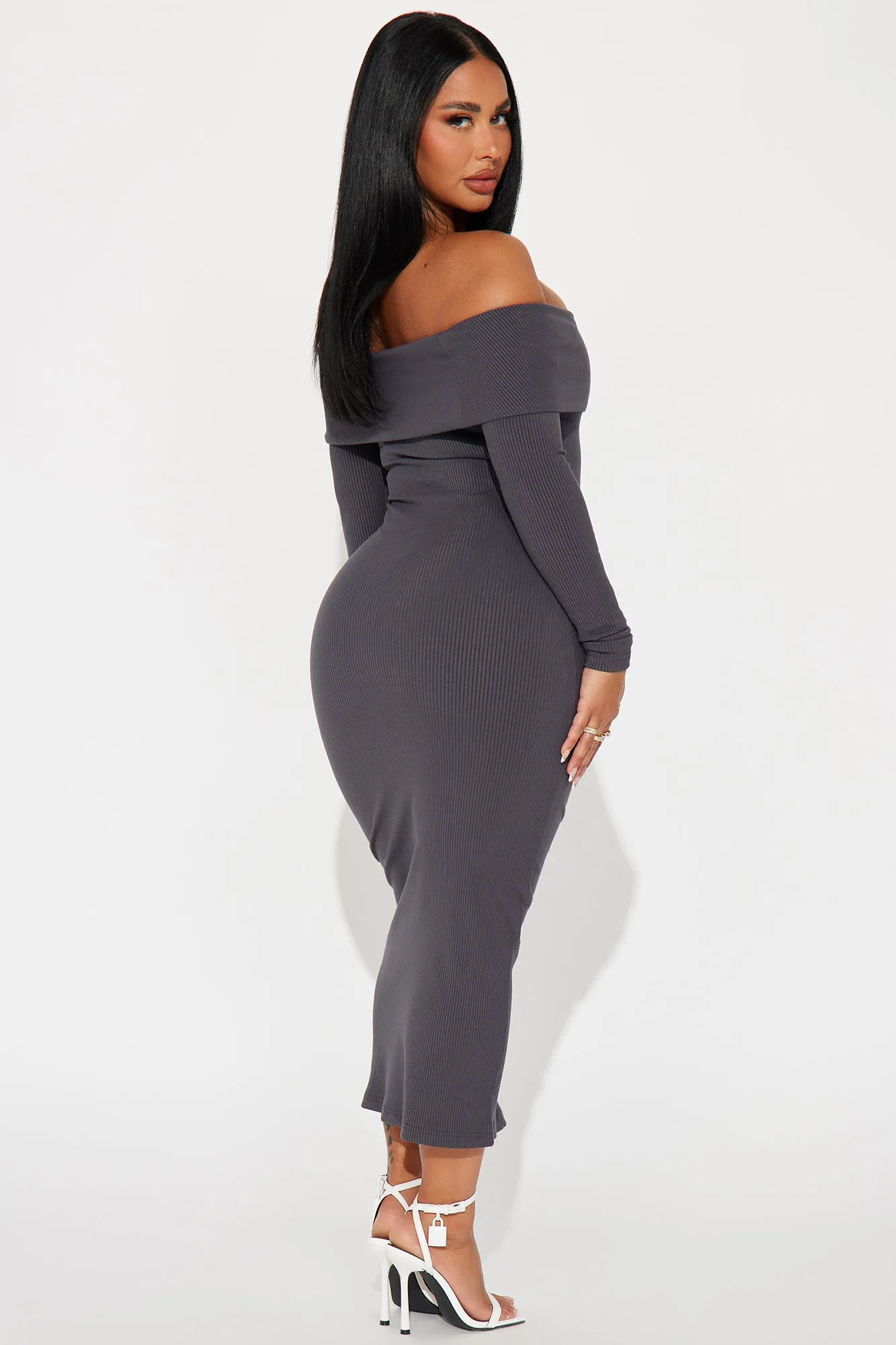 Lilah Ribbed Midi Dress - Grey sold by Fashion Nova product image thumbnail 3