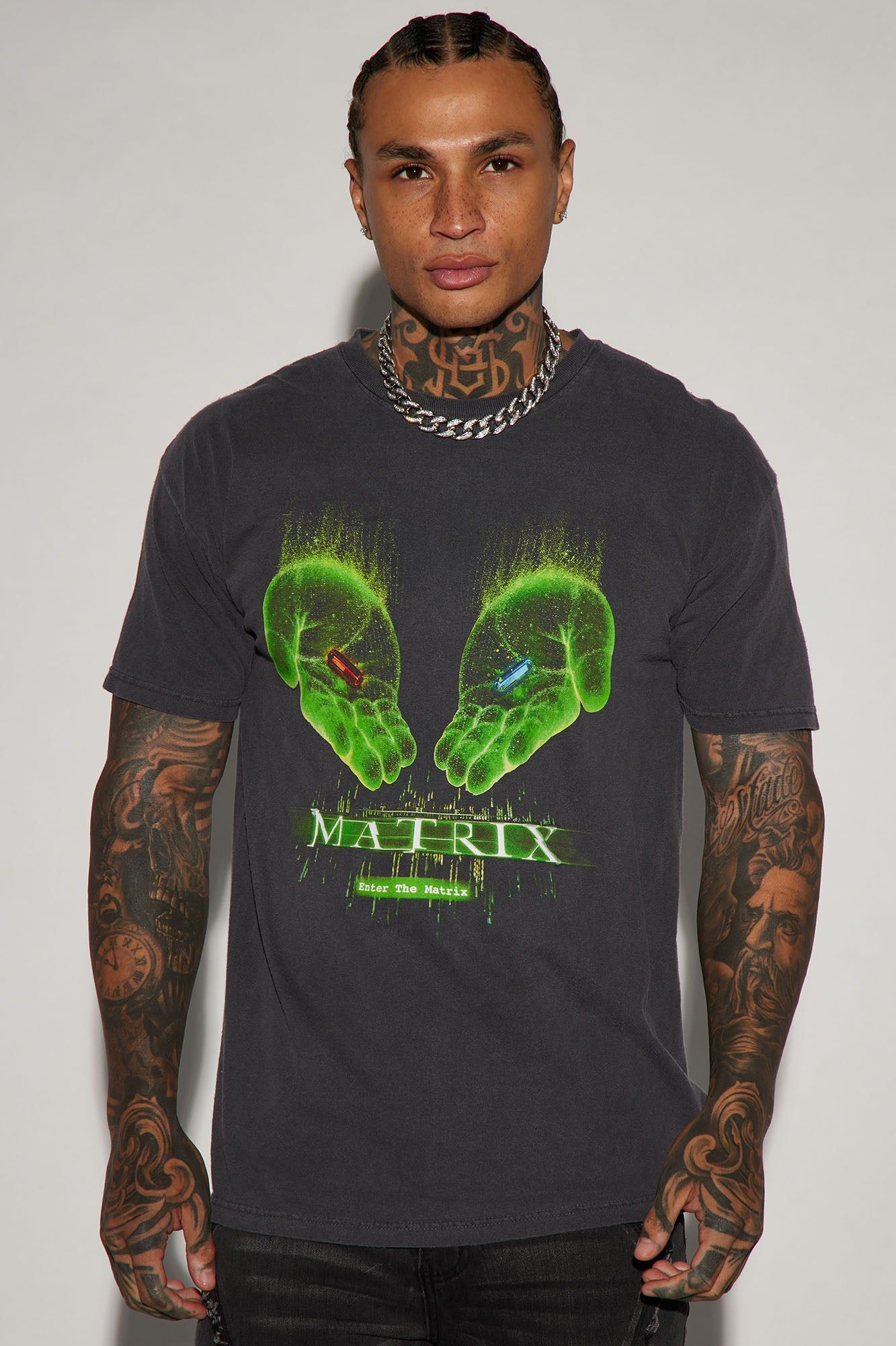 The Matrix Blue Pill or Red Pill Short Sleeve Tee - Black sold by Fashion Nova