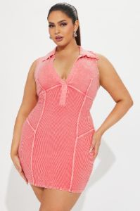 Celestia Ribbed Mini Dress - Coral sold by Fashion Nova