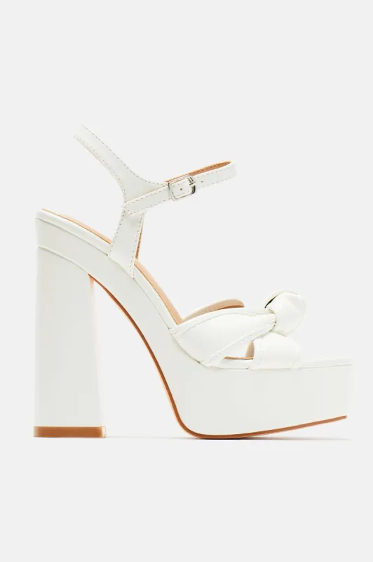 Smooth Talkin' Heeled Sandals - White sold by Fashion Nova