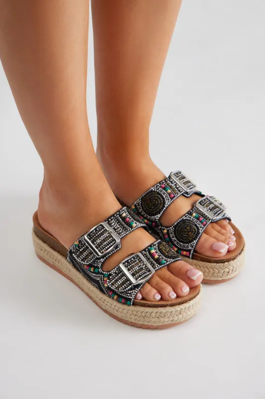 Made For Sunny Days Platform Sandals - Black sold by Fashion Nova