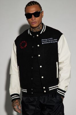 Dark Harvest Varsity Jacket - Black made by Fashion Nova