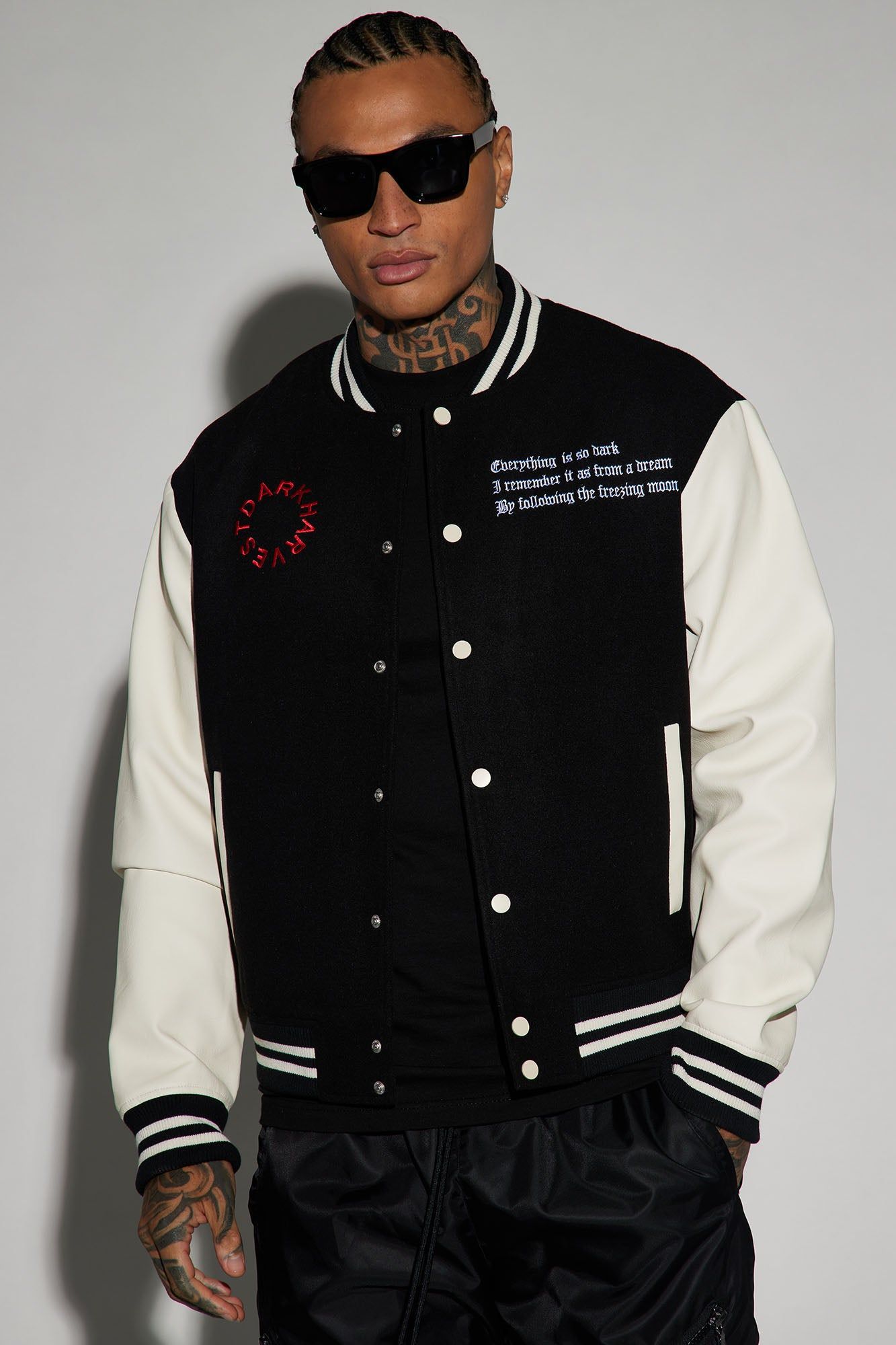 Dark Harvest Varsity Jacket - Black sold by Fashion Nova