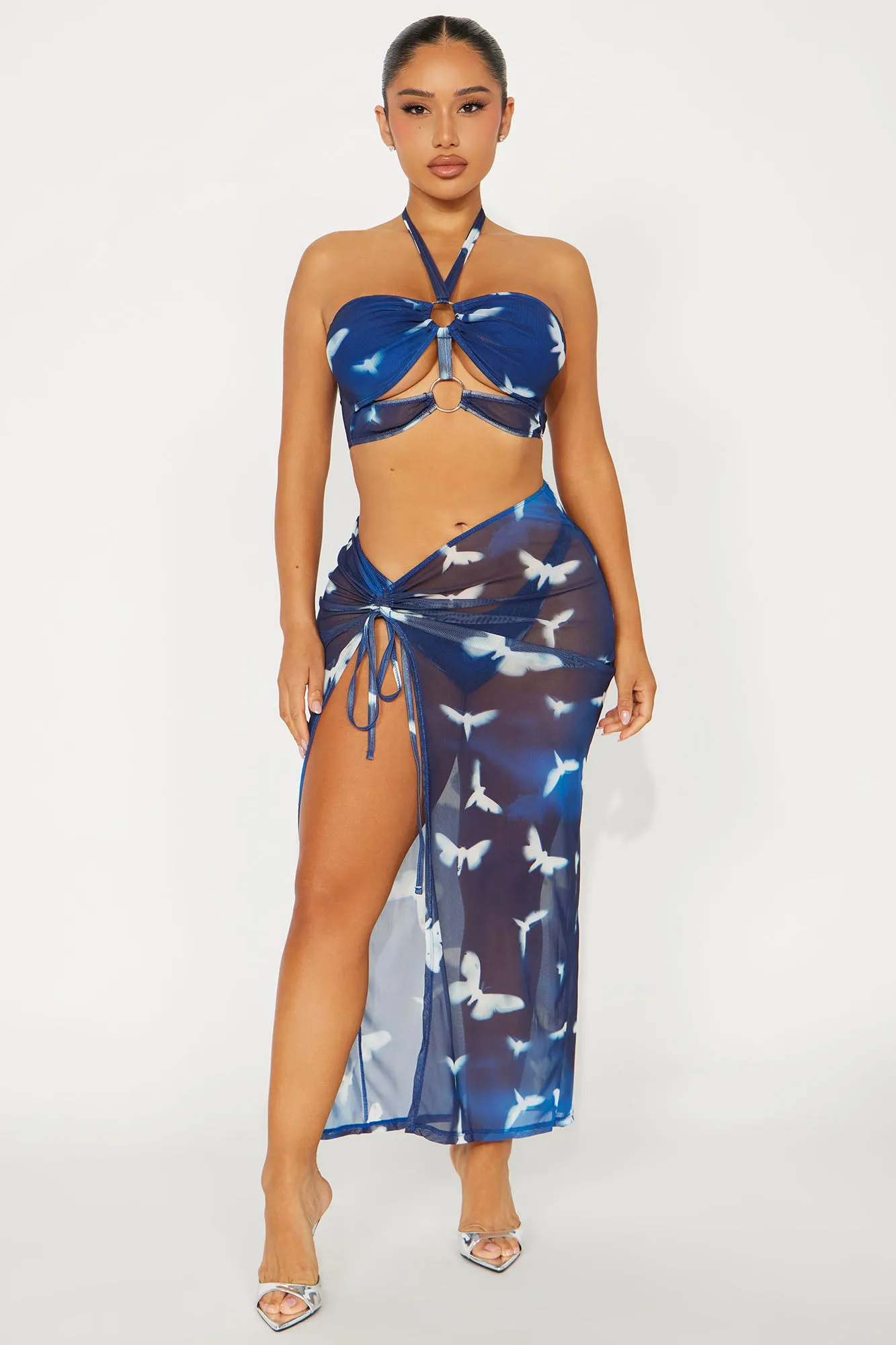 Azura 3 Piece Bikini Set - Navy/combo sold by Fashion Nova