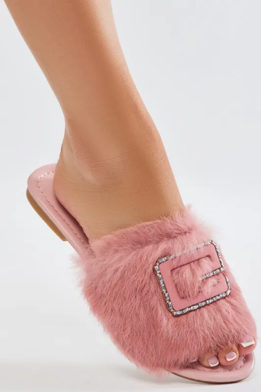No Shade Fur Sandals - Pink sold by Fashion Nova