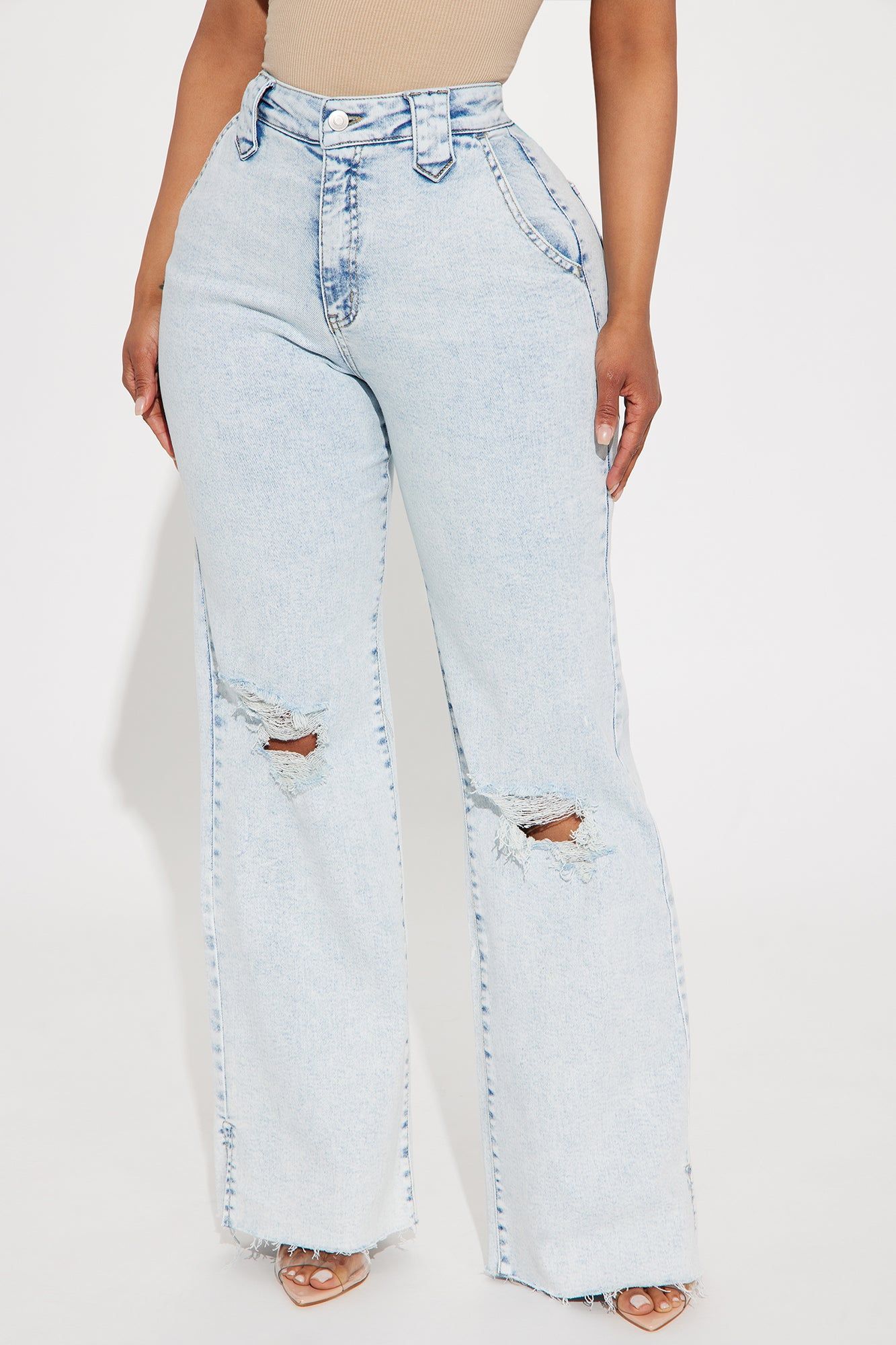 Doubling Down Ripped Flare Jeans - Light Wash sold by Fashion Nova product image thumbnail 2