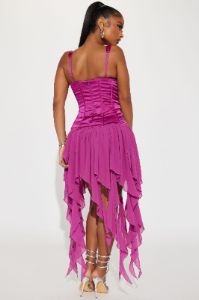 Victoria Chiffon Mini Dress - Magenta sold by Fashion Nova