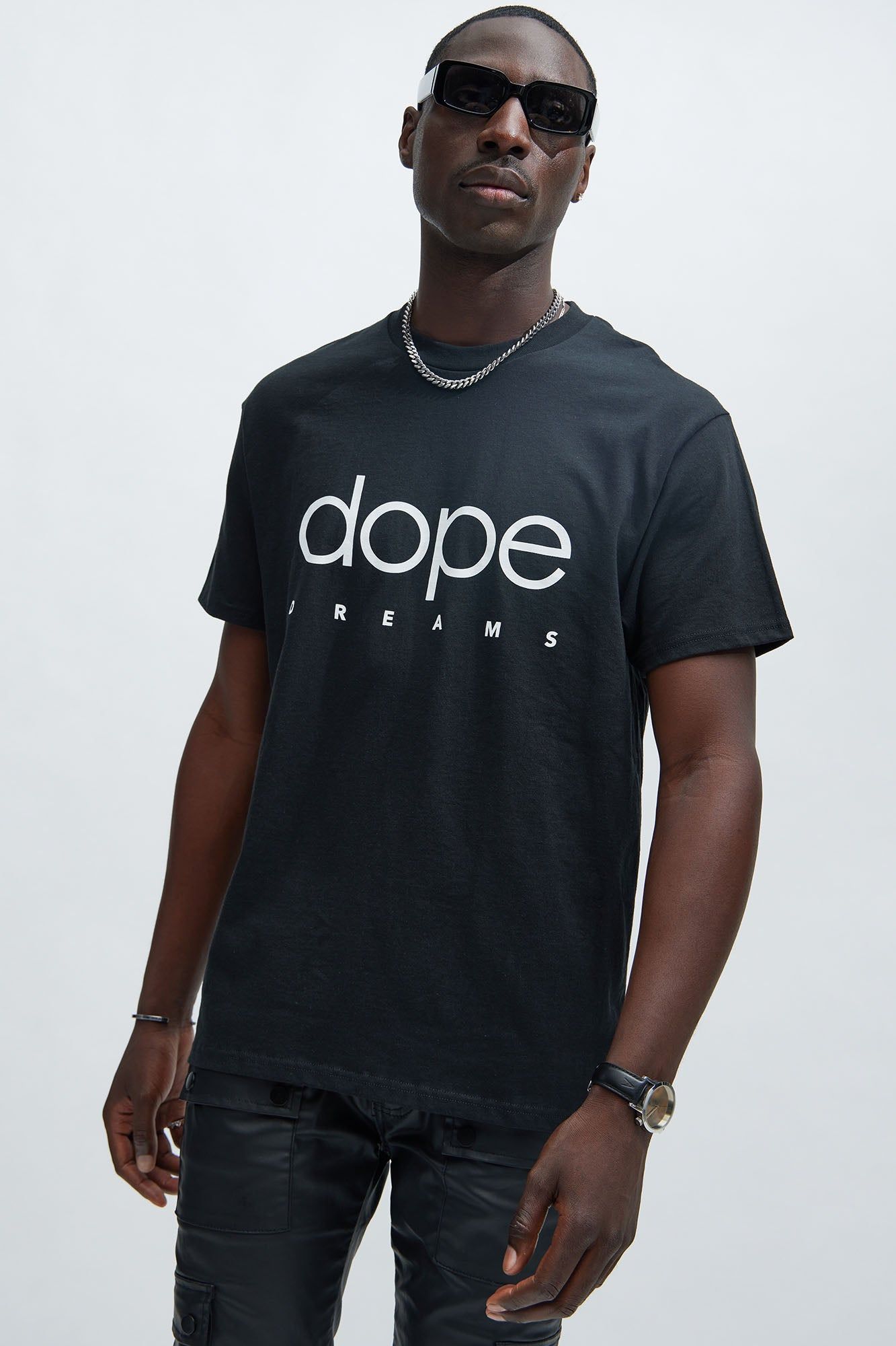 Dope Dreams Label Short Sleeve Tee - Black sold by Fashion Nova