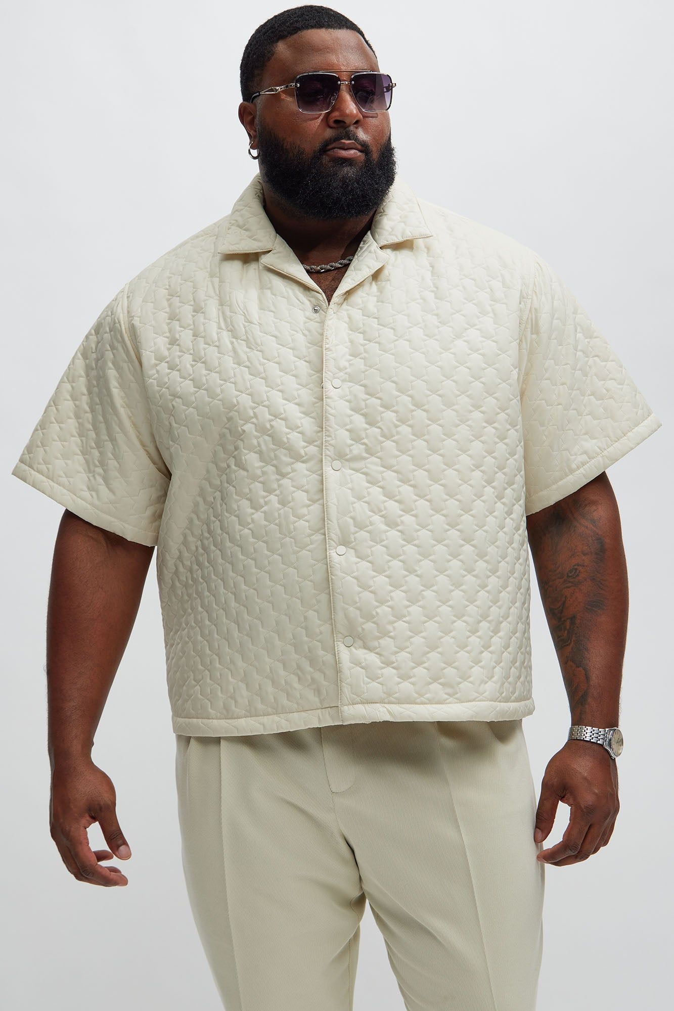 Hudson Quilted Nylon Shirt - Off White sold by Fashion Nova product image thumbnail 5