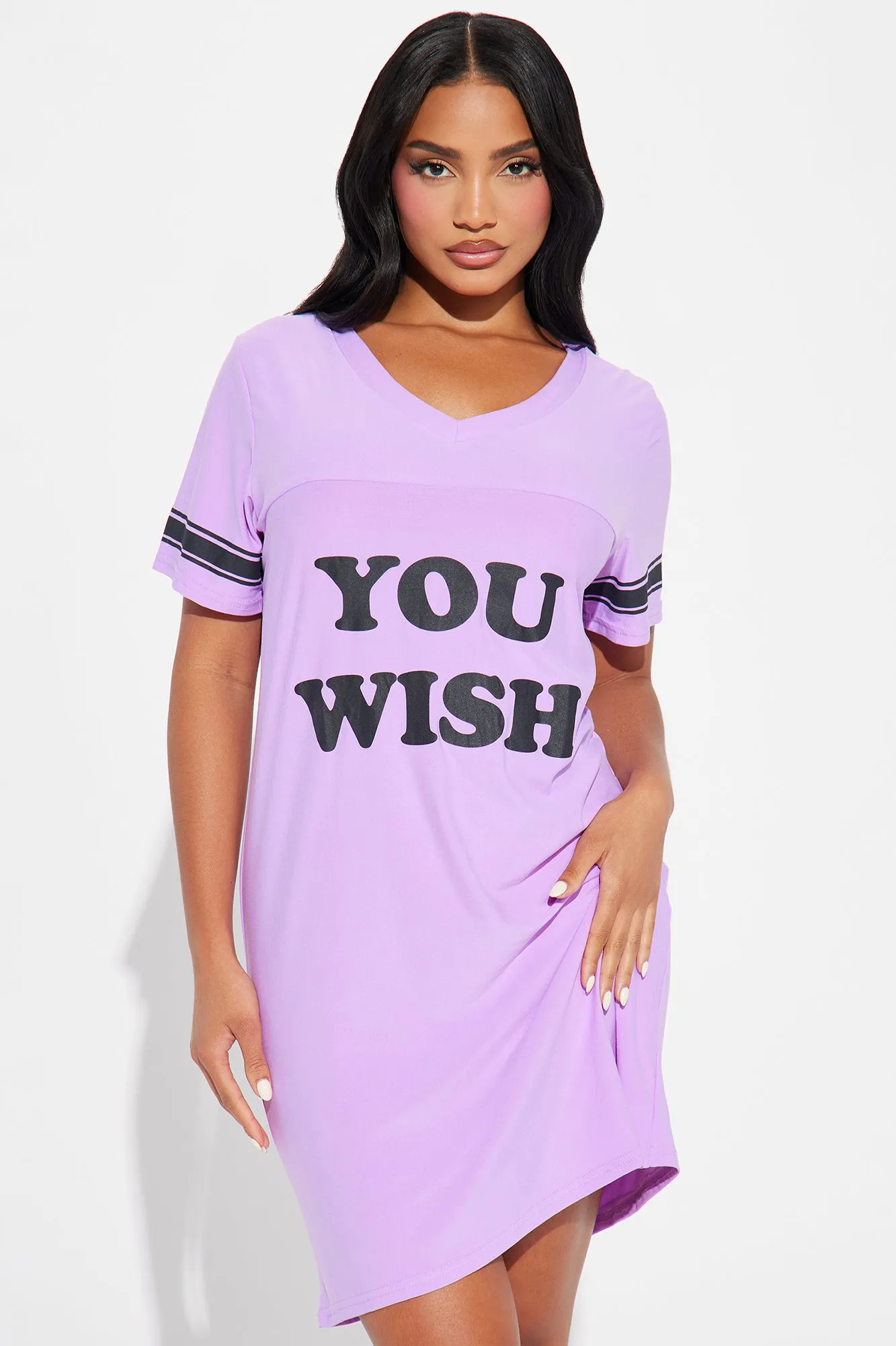 You Wish PJ Sleep Shirt - Purple sold by Fashion Nova
