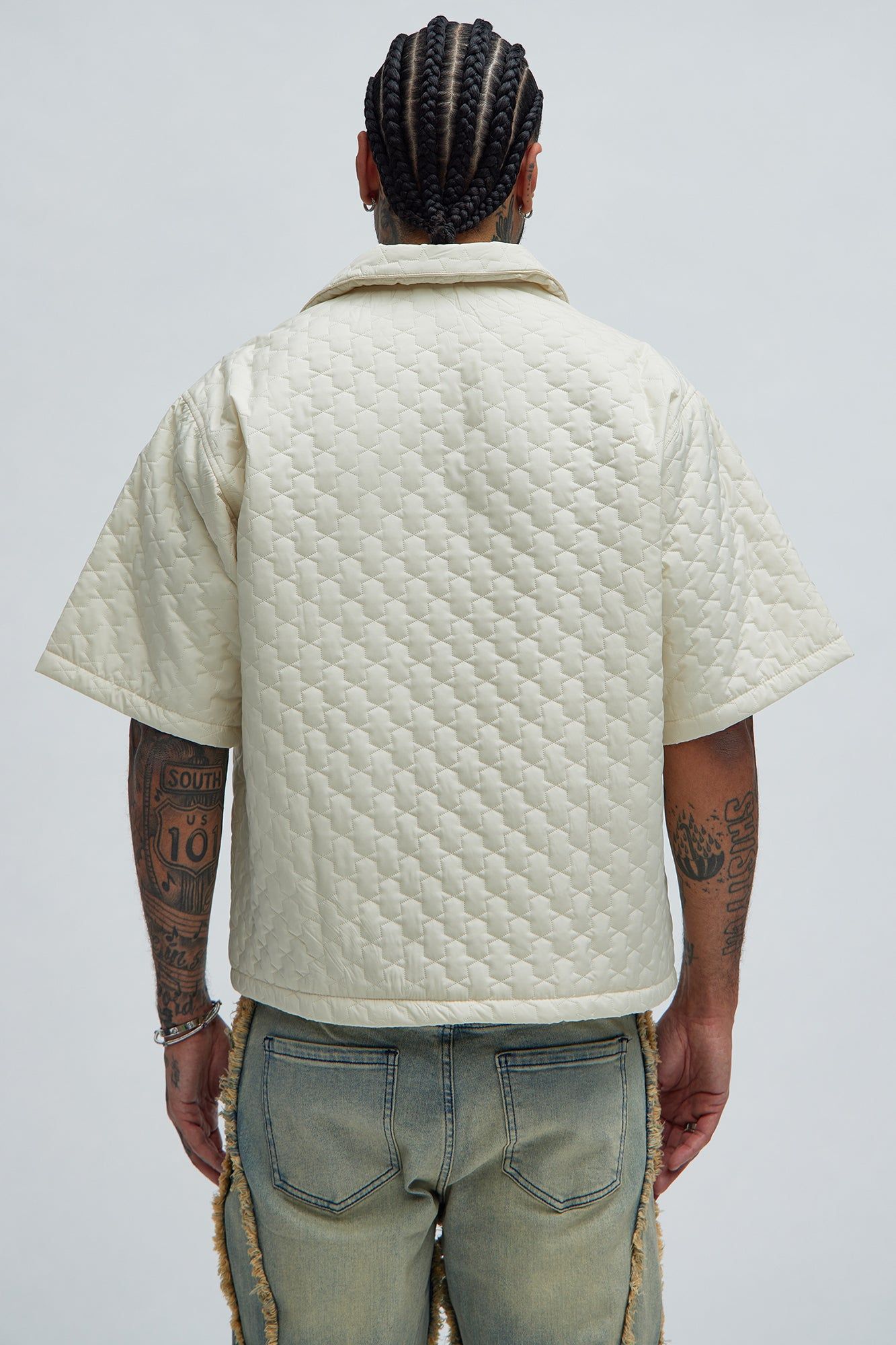 Hudson Quilted Nylon Shirt - Off White sold by Fashion Nova product image thumbnail 4