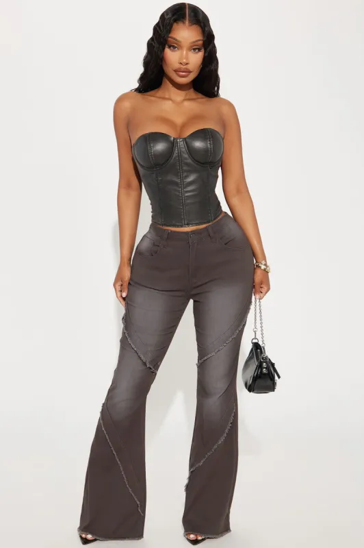 Angelica Tinted Flare Pant - Charcoal sold by Fashion Nova