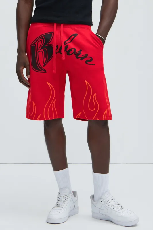 Flame Born Sweatshorts - Red sold by Fashion Nova