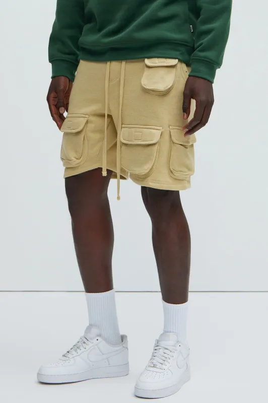 The Reason Cargo Sweatshort - Khaki sold by Fashion Nova