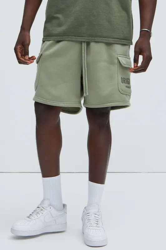 Originals Cargo Sweatshorts - Sage sold by Fashion Nova