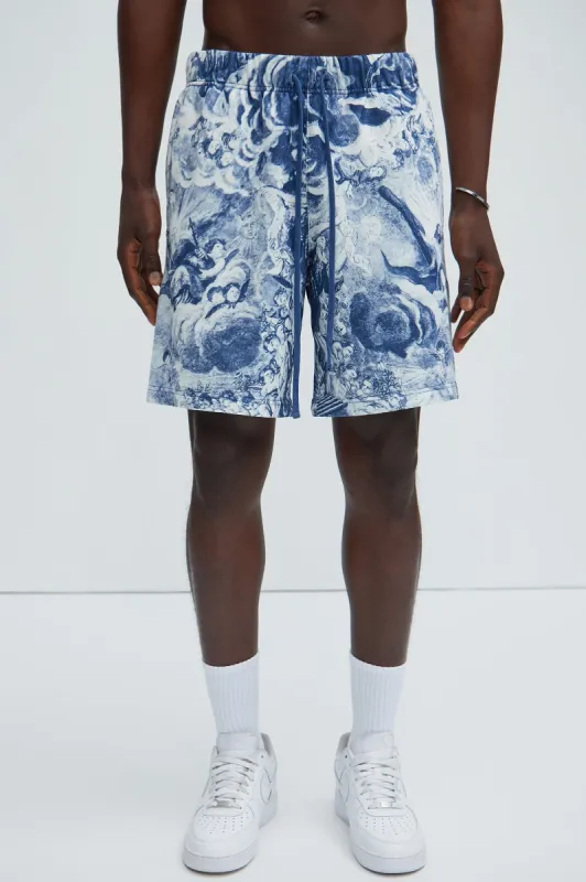 Tyson Renaissance Shorts - Blue/combo sold by Fashion Nova
