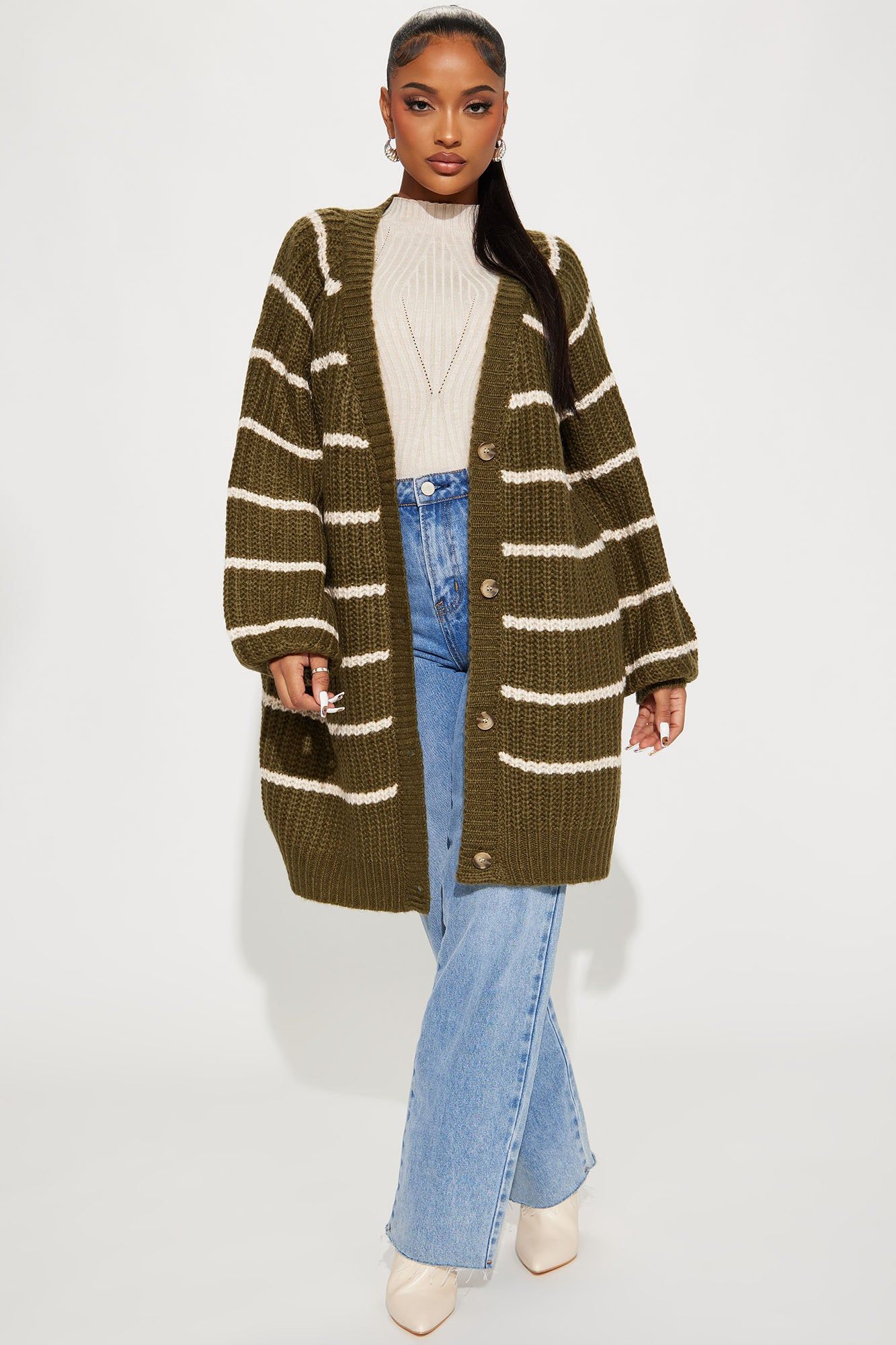 Casual Day Striped Cardigan - Olive sold by Fashion Nova product image thumbnail 2