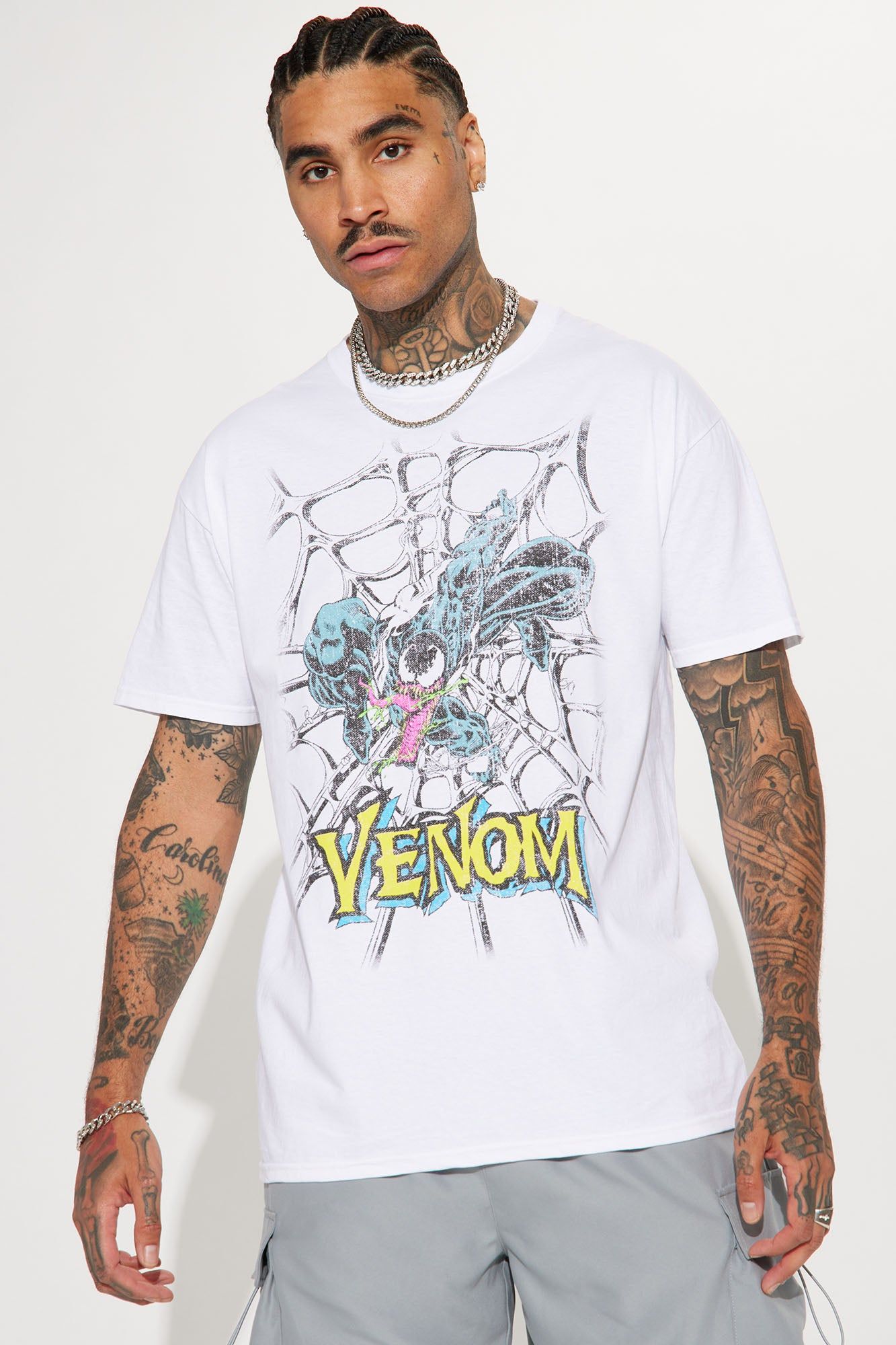 Venom Web Short Sleeve Tee - White sold by Fashion Nova