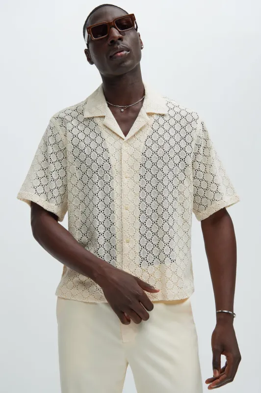 Full Crochet Textured Shirt - Beige sold by Fashion Nova