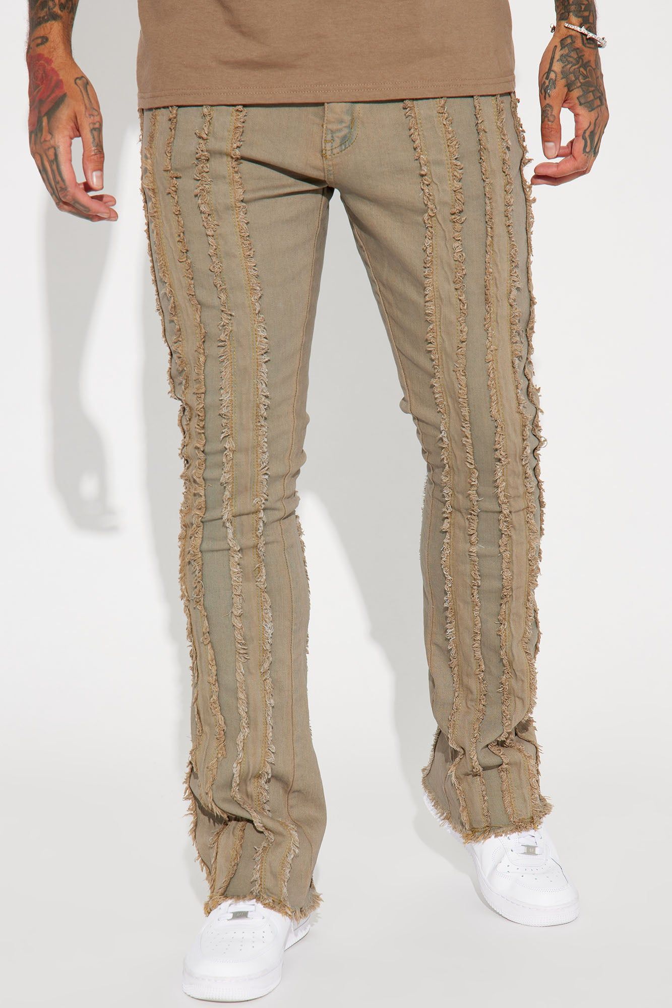 Fray Down Stacked Skinny Flare Jeans - Slate Grey sold by Fashion Nova