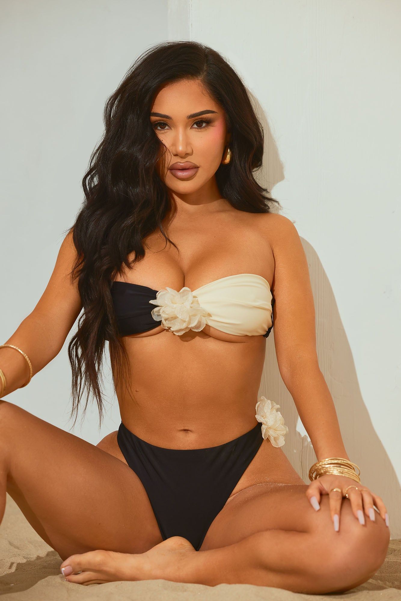 Roses & Champagne 2 Piece Bikini - Black/White sold by Fashion Nova product image thumbnail 2