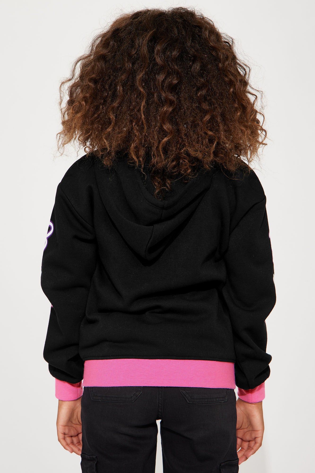 Mini Barbie Glow Zip Front Fleece Hoodie - Black sold by Fashion Nova product image thumbnail 5