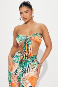 Tropics Vibe Pant Set - Orange/combo sold by Fashion Nova