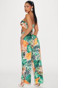 Tropics Vibe Pant Set - Orange/combo sold by Fashion Nova