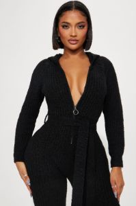 Trust Yourself Sweater Jumpsuit - Black sold by Fashion Nova