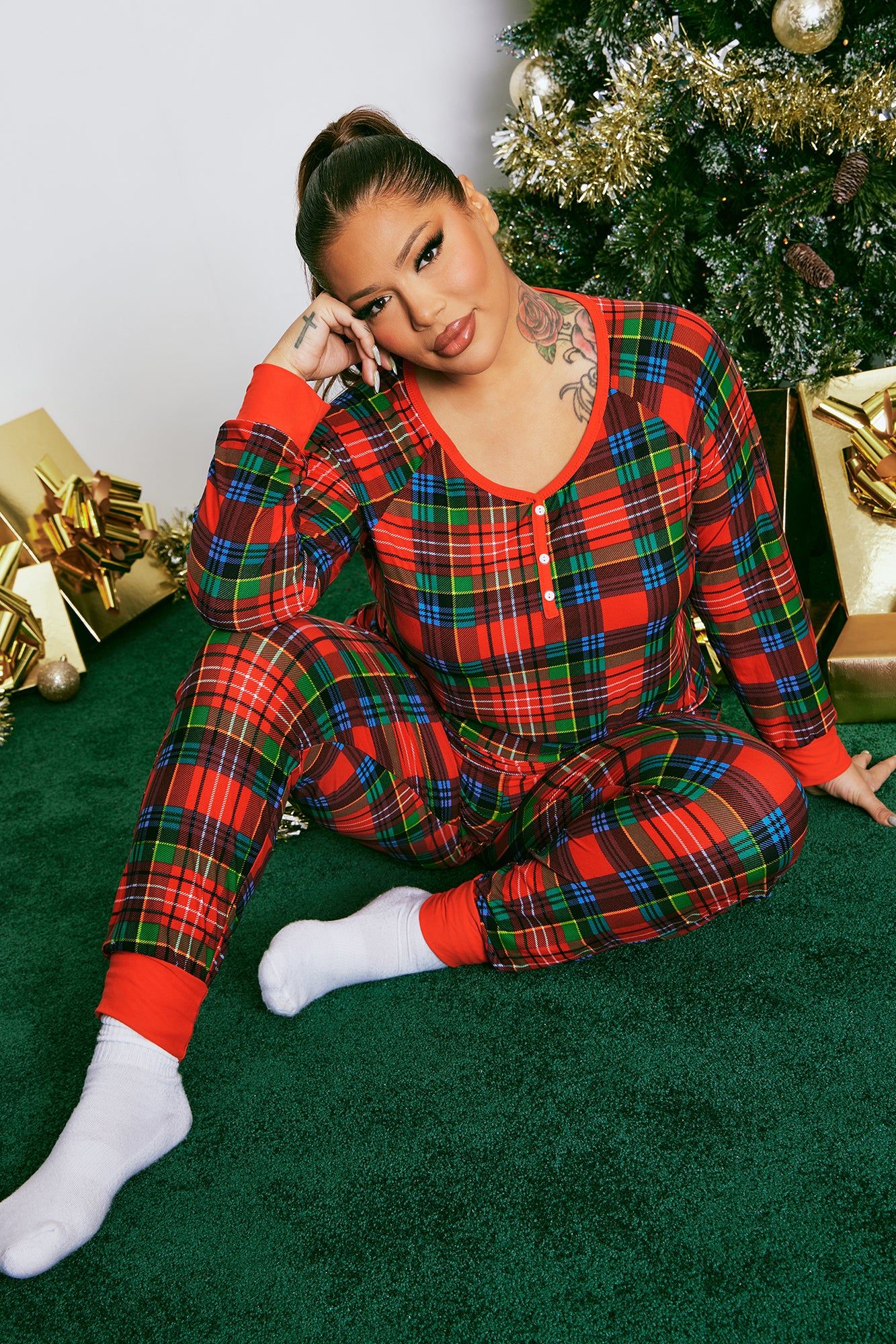 The Perfect Gift PJ Jogger Set - Red/combo sold by Fashion Nova product image thumbnail 4