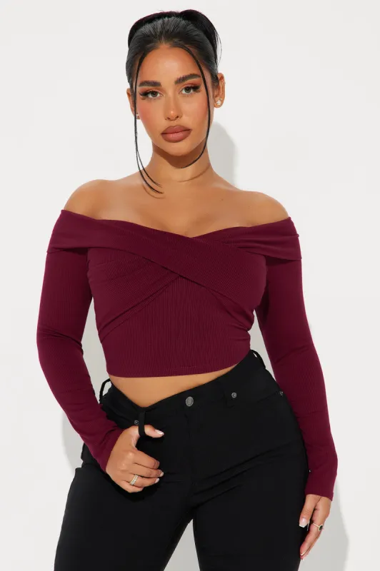 Brittany Off Shoulder Top - Wine sold by Fashion Nova