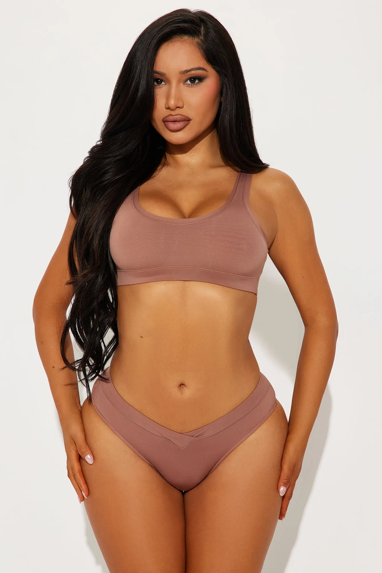 Light As A Feather Microfiber V-Front Bikini Panty - Mocha sold by Fashion Nova product image thumbnail 2