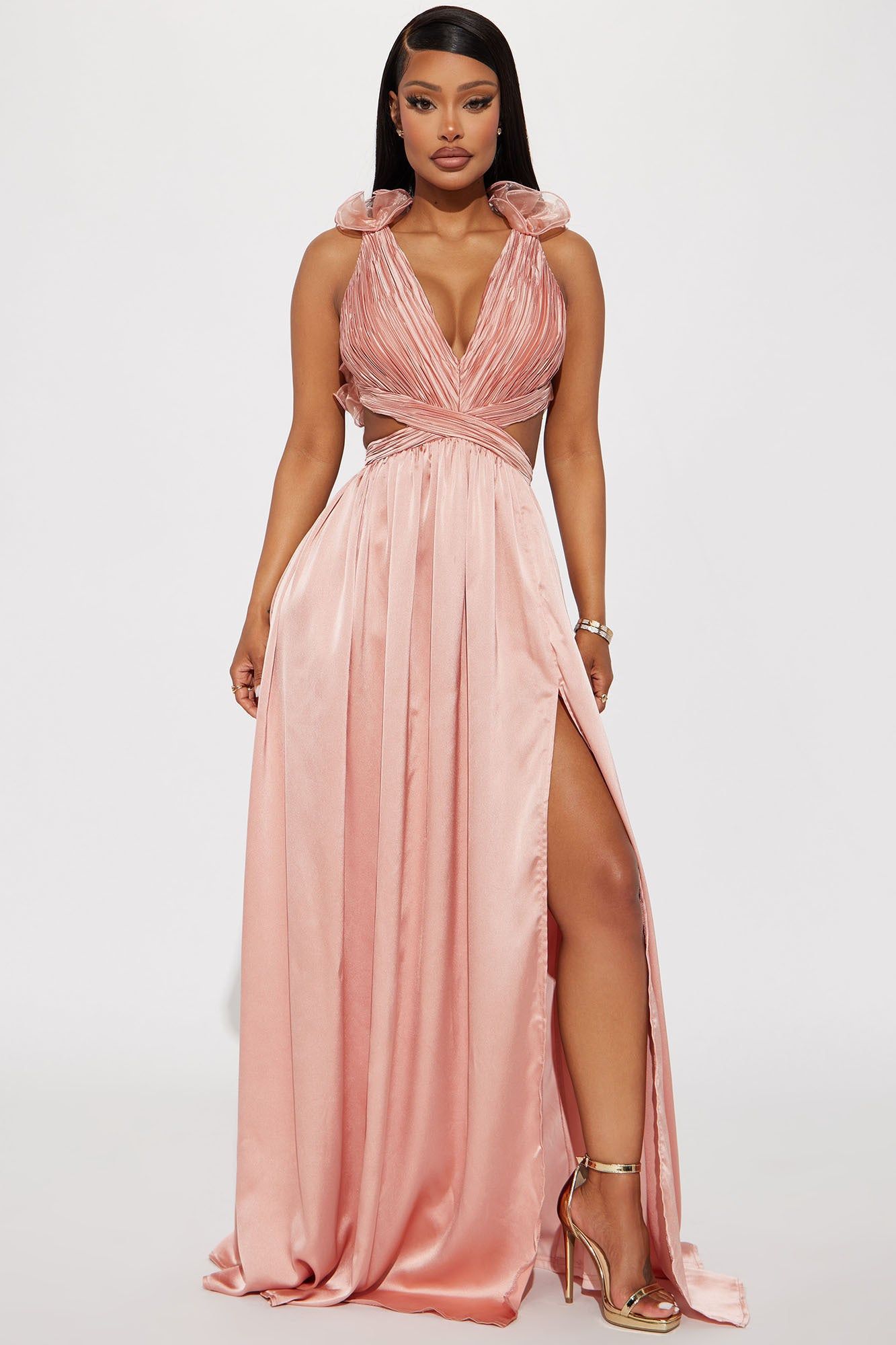 Going To The Chapel Satin Maxi Dress - Champagne sold by Fashion Nova