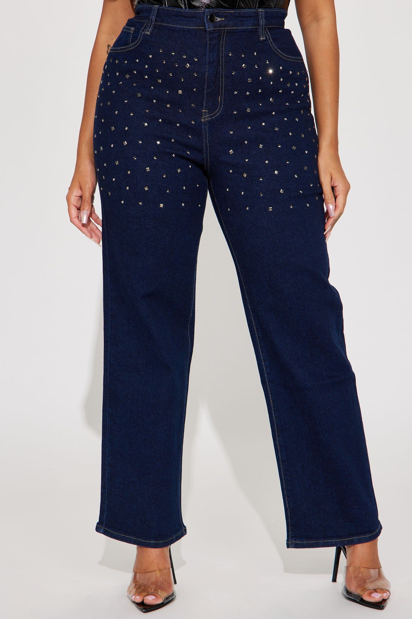 Sparkle And Shine Stretch Straight Leg Jeans - Dark Wash sold by Fashion Nova product image thumbnail 2