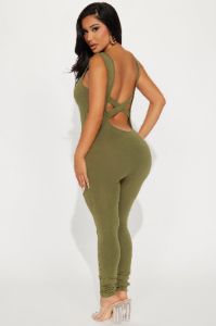 Saira Mineral Wash Jumpsuit - Olive sold by Fashion Nova