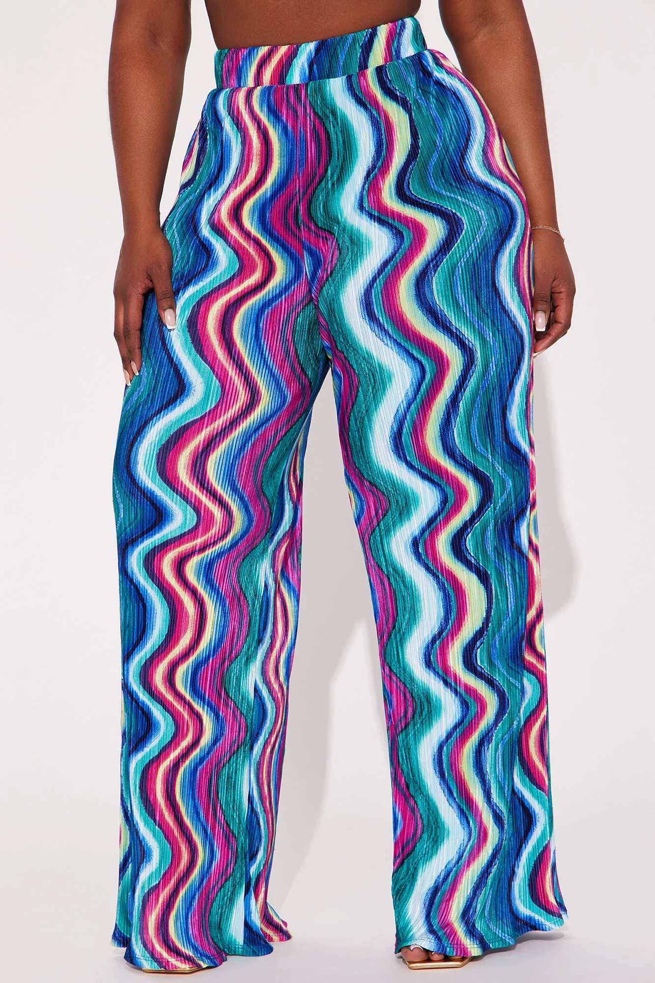 Meet By The Ocean Printed Plisse Pant - Blue/combo sold by Fashion Nova product image thumbnail 5
