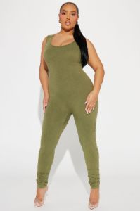 Saira Mineral Wash Jumpsuit - Olive sold by Fashion Nova