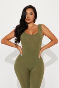 Saira Mineral Wash Jumpsuit - Olive sold by Fashion Nova