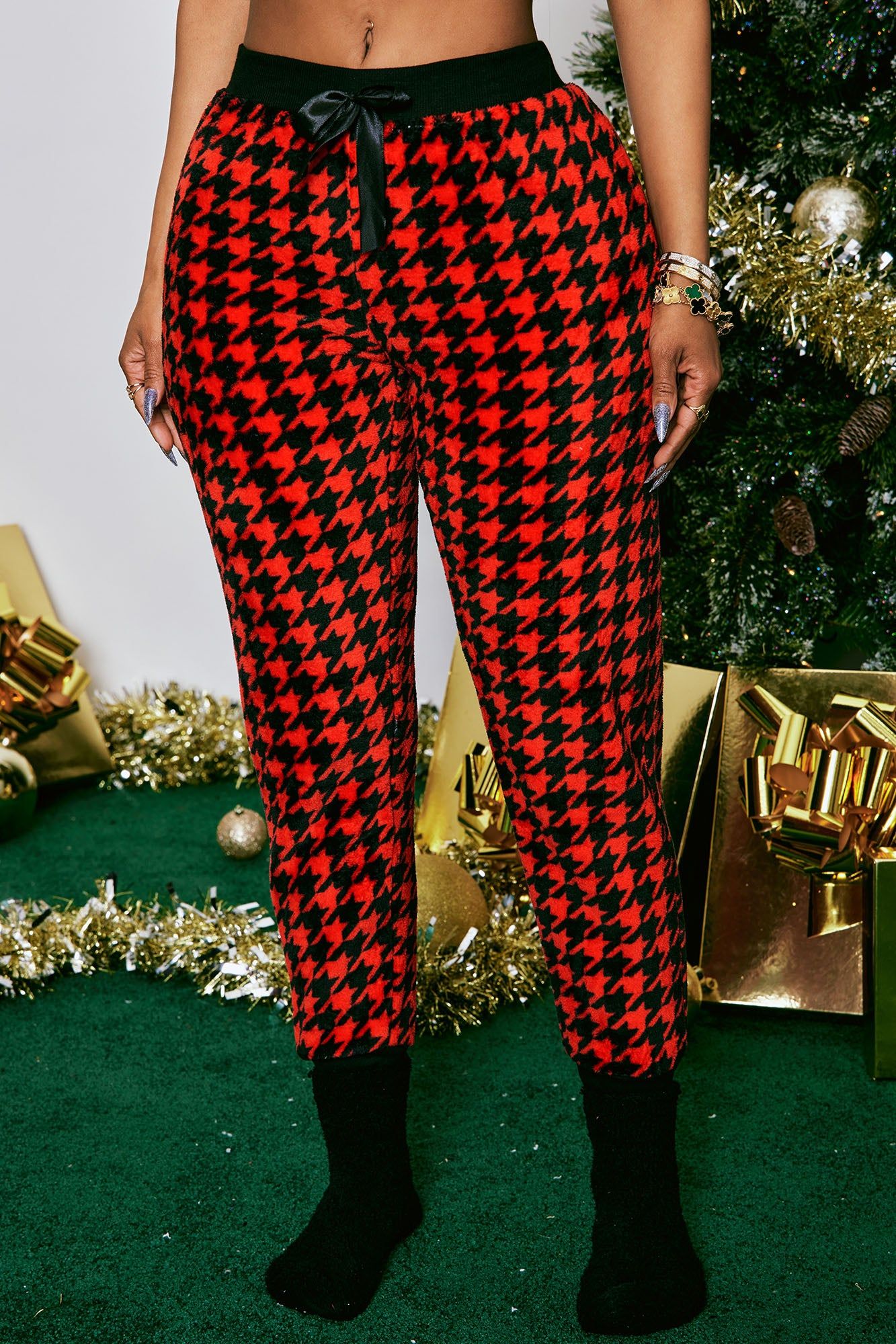 Cozy By The Fire Plush PJ Joggers - Red/Black sold by Fashion Nova product image thumbnail 2