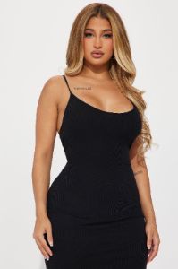 Stella Ribbed Maxi Dress - Black sold by Fashion Nova