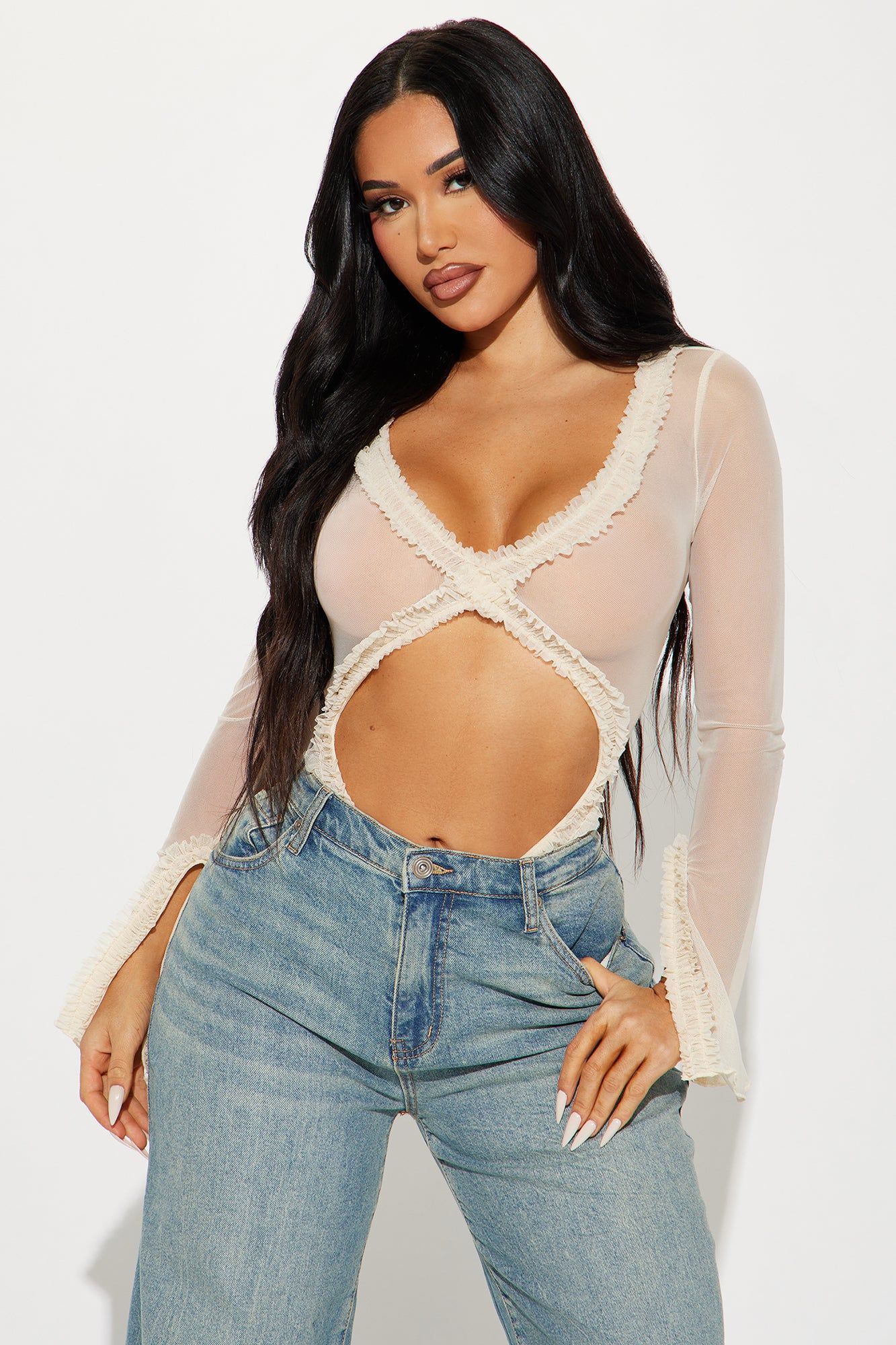 Sunset Dreams Mesh Bodysuit - Beige sold by Fashion Nova product image thumbnail 2