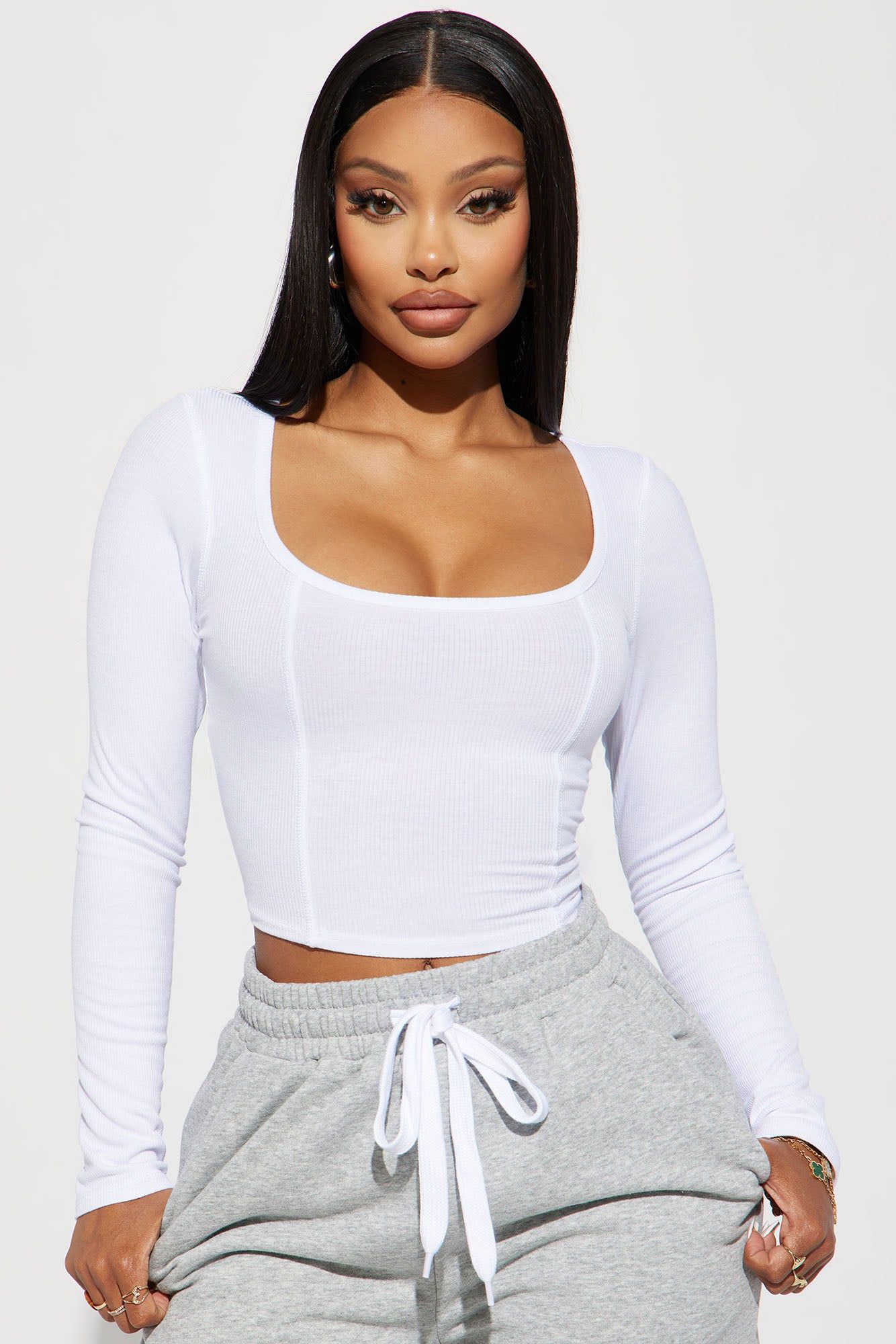 Dana Ribbed Top - White sold by Fashion Nova