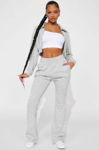 Give It Away Lounge Flare Pant - Heather Grey sold by Fashion Nova