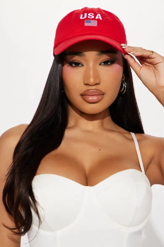 USA Vacay Baseball Hat - Red sold by Fashion Nova