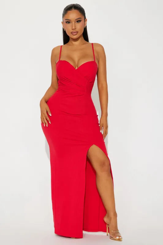 Penelope Ribbed Maxi Dress - Red sold by Fashion Nova