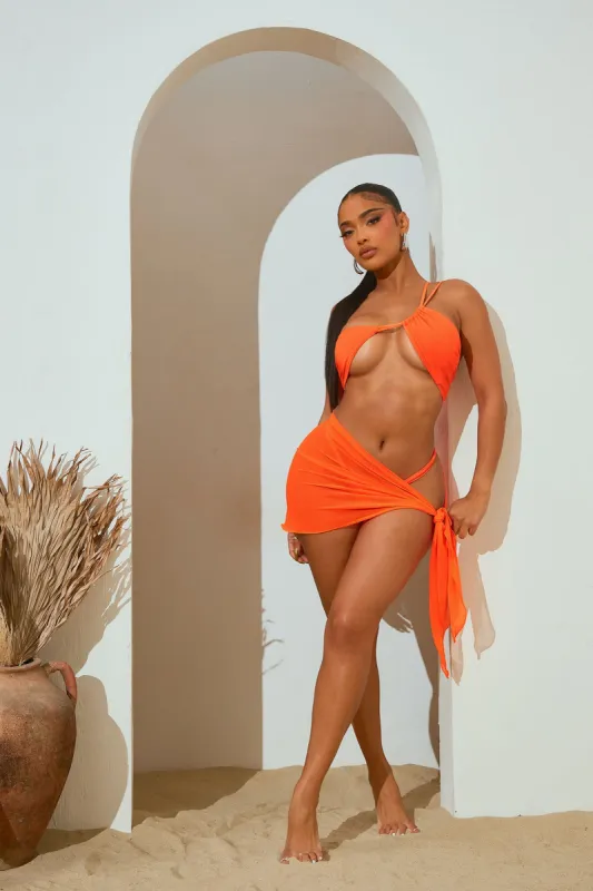 Balmy Beach Club 3 Piece Bikini Set - Orange sold by Fashion Nova